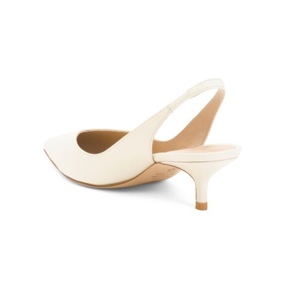 STUART WEITZMAN Cream Made In Spain Leather Eva 50 Slingback Heels - Picture 2 of 2